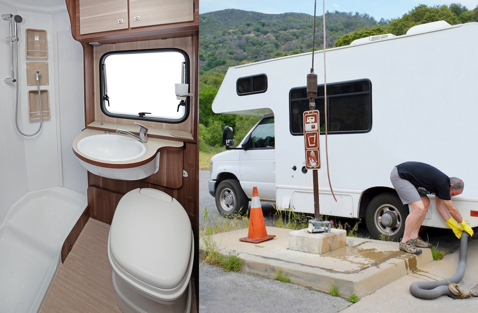 Portable RV/camper toilet and holding tank setup in Branson, Missouri